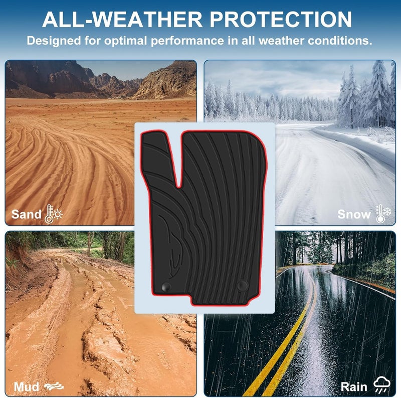 San Auto Car Floor Mats for 2016-2019 Mercedes Benz GLE 350 450, 2017-2019 Benz GLS 450, 2013-2016 Mercedes Benz GL350/GL450 Rubber Auto Floor Liners All Weather Mats Heavy Duty Black Red - Image 3